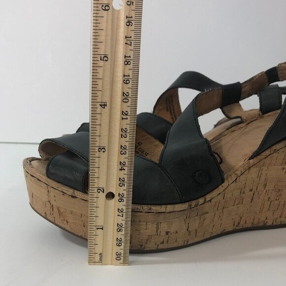 BORN Sandals Women's Size 10 Black Wedge Open Toe Shoes CQL12 883603 - Picture 5 of 12